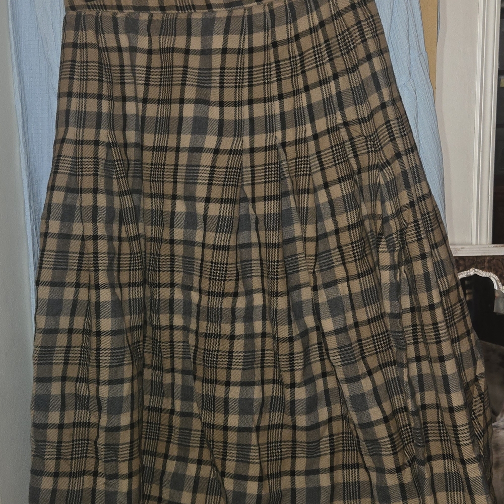 Pendleton A-Line Plaid Skirt in Brown and Black